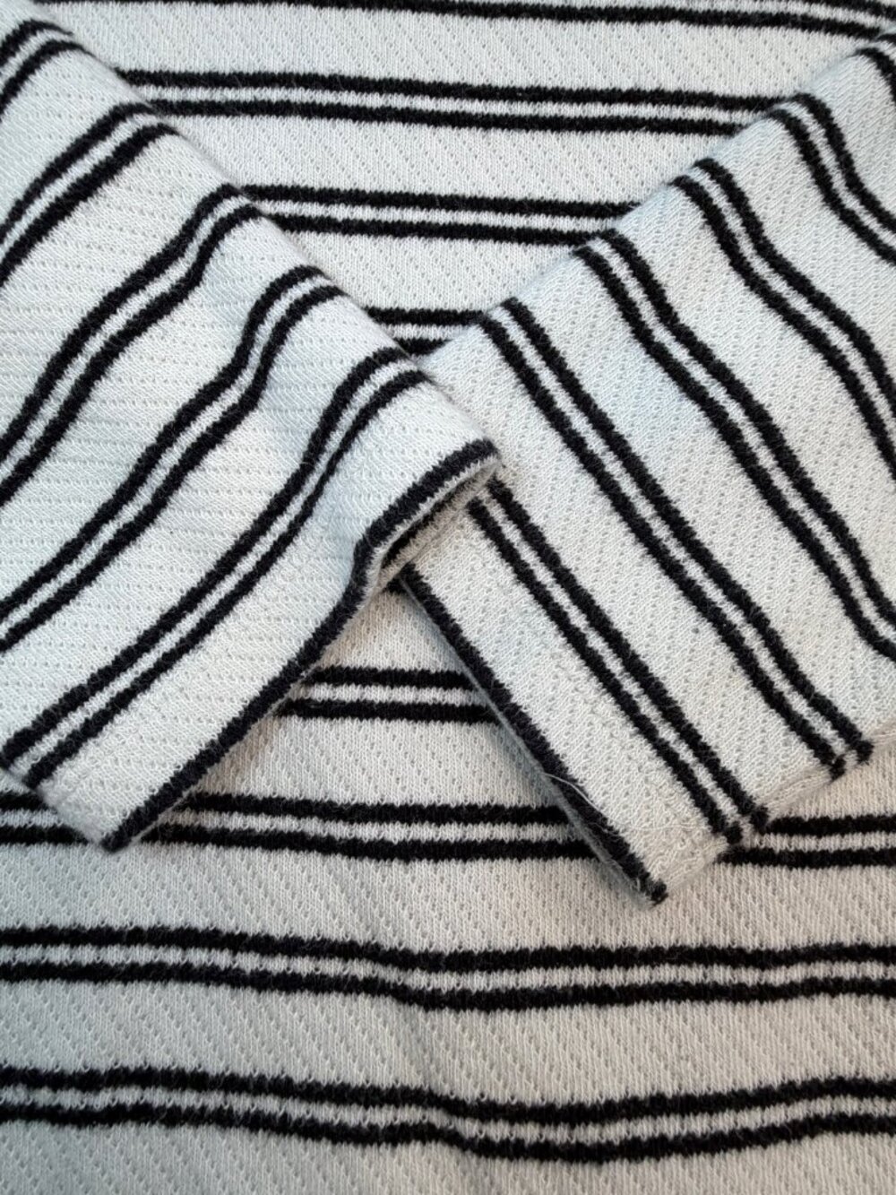 LOFT Striped Textured Knit Top Black White Long Sleeve Size M - Picture 6 of 11